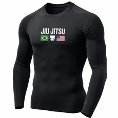 Camisa Longa Compressão Rash Guard TREINO MMA Jiu-Jitsu Academia - Manga Longa  Secagem Rápida