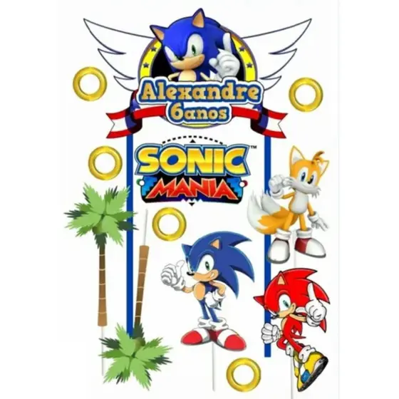 Topo Topper De Bolo Sonic
