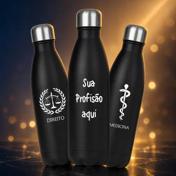 Garrafa Inox Squeeze 500ml Personalizada c/NOME ou LOGOTIPO