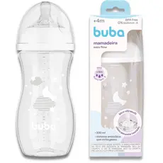 Buba Mamadeira Easy Flow Anticólica 270 330ml Bico Ultrasoft Tampa Antivazamento Fluxo 2/3 Branca