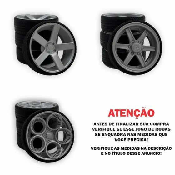 Jogo de Rodas 1:24 - Rodas para Miniatura