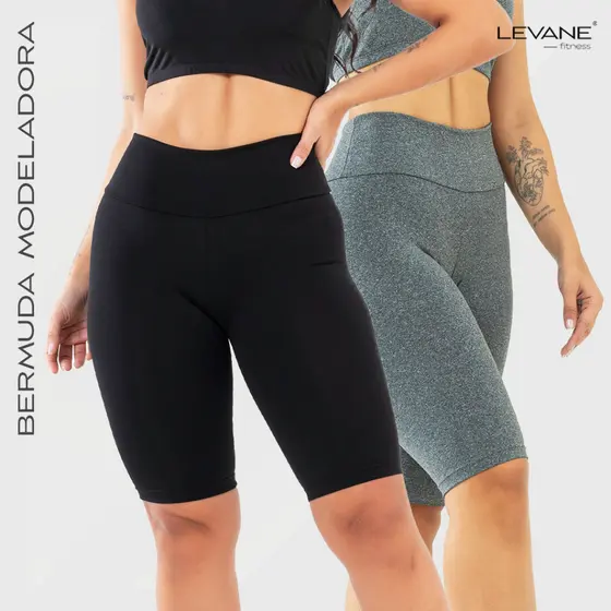 Kit 2 Bermuda Legging Fitness  Academia Feminino