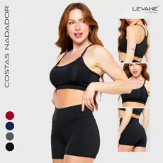 Conjunto Fitness Academia Feminino Fitness Top Nadador e Short Curto