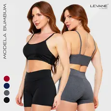 Kit 2 Conjunto Fitness Academia Feminino Fitness Top Alcinha e Short Curto