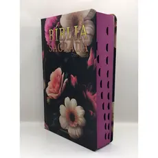 Bíblia Sagrada Tamanho Grande com Harpa Palavras de Jesus em Vermelho Capa Dura Floral Preta