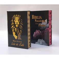Kit com 2 Bíblias Sagrada Tamanho Médio 12,5x19 cm Com Harpa Palavras de Jesus em Vermelho (Kit 6)