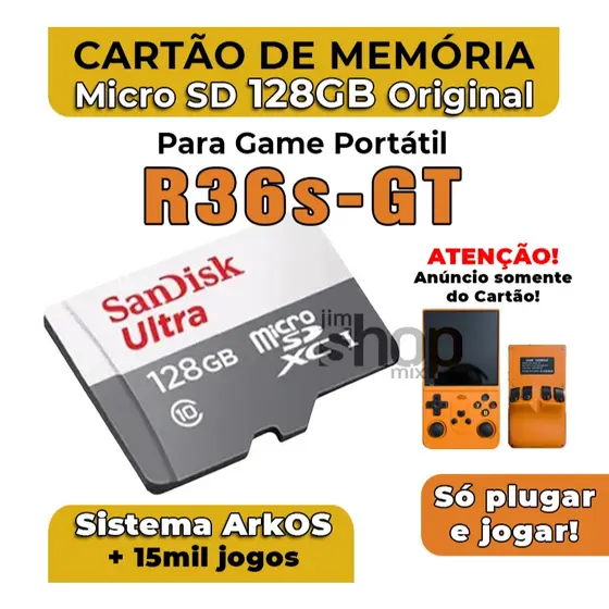Cartão MicroSD Para R36s-GT +Sistema ArkOS +jogos – Envio Imediato