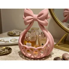 Porta maquiagens Decorativo com Laço – Organizador de Perfumes, Porta pinceis, Decoração para Penteadeira Elegante