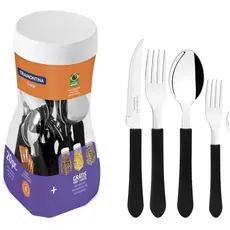 Jogo Talheres Faqueiro Tramontina 20 Peças Leme Inox Completo Resistente Cabo Polipropileno