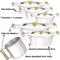 Jogo de Panela Alumínio Batido Panelas de Cozinha Conjunto com Leiteira