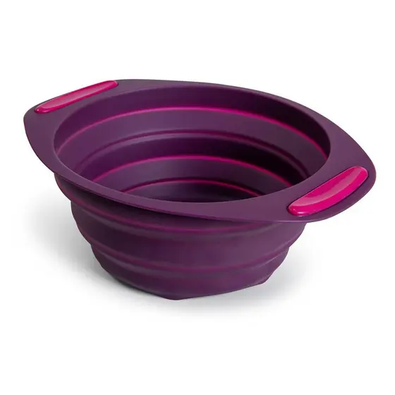 Escorredor Macarrão Massa Arroz Legumes Dobrável Silicone Roxo 26,8cm Moda do Chef