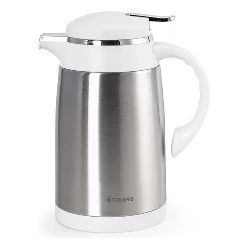 Garrafa Térmica Café Chá Suco Aço Inox Bule Térmico Branca 600ml Camelia Termopro
