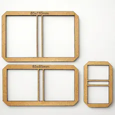 Kit 3 Gabarito Post It Moldura Cartonagem Encadernaçao Bloquinho de papel Mdf