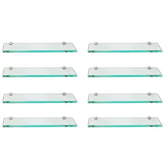 Kit 08 Prateleira decorativa em vidro INCOLOR  40x10cm retangular