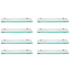 Kit 08 Prateleira decorativa em vidro INCOLOR  40x10cm retangular