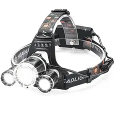 Lanterna de cabeça Camping, Trilha, Pesca, Escalada Recarregável 3 leds T6 CREE Potentes.