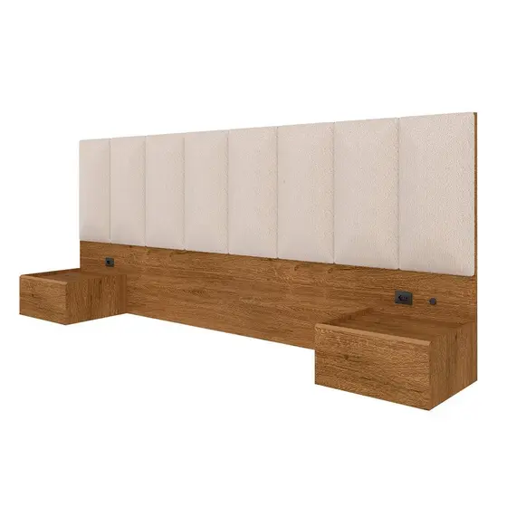 Cabeceira Suspensa de Cama Casal Bulgária C/led Fre/bouclé Off White - Ma