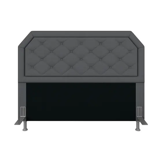 Cabeceira Estofada Cama Box Queen Florença Suede Cinza - Móveis Arapongas