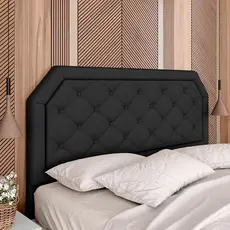 Cabeceira Estofada Cama Box Queen Florença Suede Preto - Móveis Arapongas