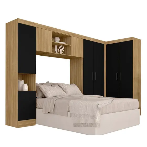 Guarda Roupa Casal Modulado Maeve Boreal/preto - Móveis Arapongas