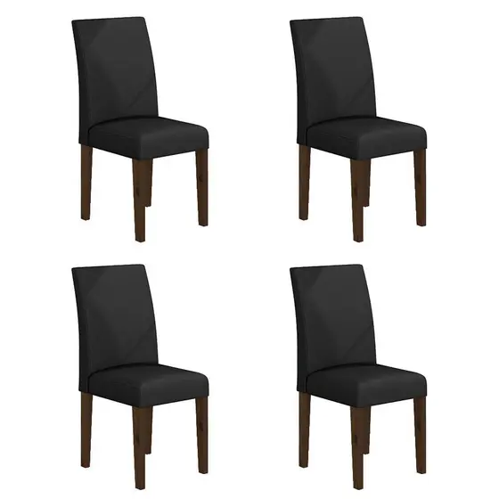Kit 4 Cadeiras Estofadas Sofia Imbuia/preto - Móveis Arapongas