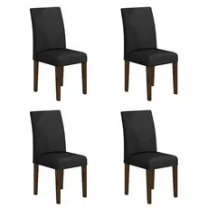 Kit 4 Cadeiras Estofadas Sofia Imbuia/preto - Móveis Arapongas