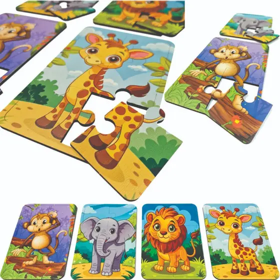 Kit 4 Quebra Cabeça em Mdf 6 Peças Jogo Pedagógico Infantil Lúdico Educativo Vários Temas