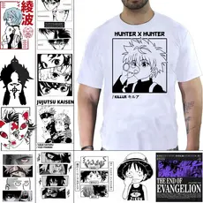 Kit 3 Camiseta Anime Naruto Demon Slayer Full Metal One Piece Evangelion Jujutsu Yu Yu Hakusho