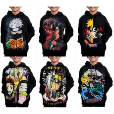 Blusa De Frio Moletom Infantil Anime Naruto Sasuke Akatsuki Itachi kakashi demon slayer one piece
