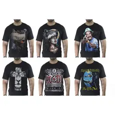 Kit 10 Camisetas Bandas de Rock Algodão Estampas Frente e Costas Iron Maiden Guns ACDC Metalica
