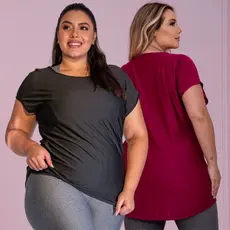 Kit 2 Blusas Plus Size Feminina Fresquinha Verão Respirável Academia Promoção Valor de Atacado
