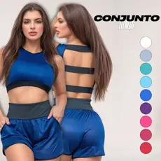 Conjunto Fitness Dry Fit Seca Rápido Saída de Praia Piscina Conforto Suave Esportivo Cropped e Short