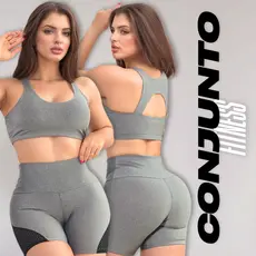 Conjunto Academia Suplex Short com Detalhe Top com Bojo Legging Conforto Casual Treinos Envio 24H