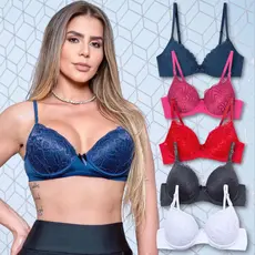 Kit 6 Sutiãs Soutien Renda Delicada Bojo Alças Reguláveis Fecho Traseiro Modela Silhueta Desconto