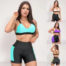 Conjunto Treino Academia Versátil Casual Feminino Top Poliamida Zig Short Recortes Laterais Oferta