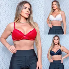 Sutiã Soutien Renda Delicada Com Bojo Alças Ajustáveis Alta Sustentação Fecho Traseiro Black Friday