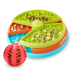 Kit Comedouro Labirinto 3 Níveis + Bolinha Porta-Petisco Petyc Cães Gatos Antiderrapante Alimentador Interativo Estímulo