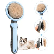 Escova Rasqueadeira Petyc Cães Gatos Desembaraça Tira Pelos Nós Autolimpante Emborrachada Cerdas Aço Inox Botão Ejetor