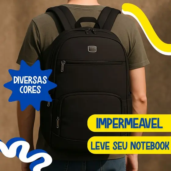 Mochila Bolsa Masculina Feminina Notebook Escolar Executiva Impermeável Resistente Alta Qualidade