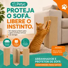 Arranhador Sofá Petyc Gatos Protetor Canto Sofá Cantoneira Juta Carpete MDF Afiador Felino Garras Unhas