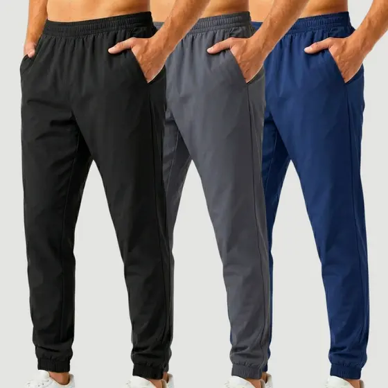 Kit com 3 Calças Masculina Jogger em Tactel Leve para Academia Treinos e Dia a Dia