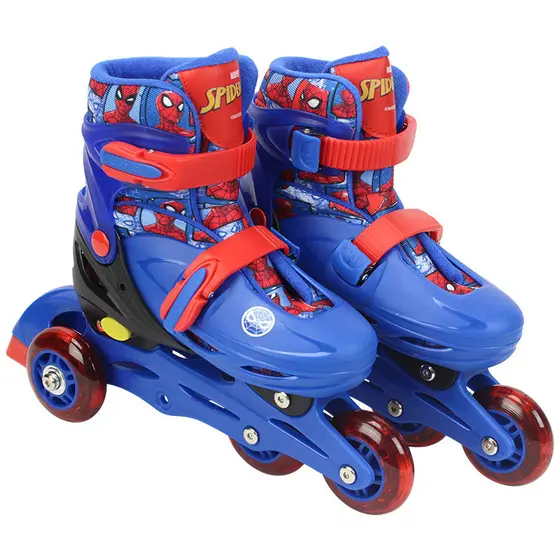 Patins 2 em 1 ajustável tamanho 32-35 com kit radical de proteção Homem-Aranha 60 kg
