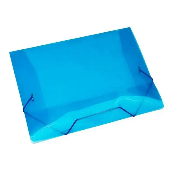 Kit 10 Pastas Aba Elásticas Plástica Ofício Fina Azul Acp