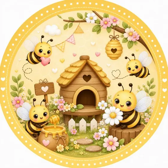 Capa Mini Painel Para estrutura de 50x50 Personalizado para festa na mesa- ABELHINHA MODELO 103