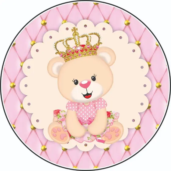 Capa Mini Painel 50x50 Personalizada  Festa na Mesa e Decoração URSINHA PRINCESA 1