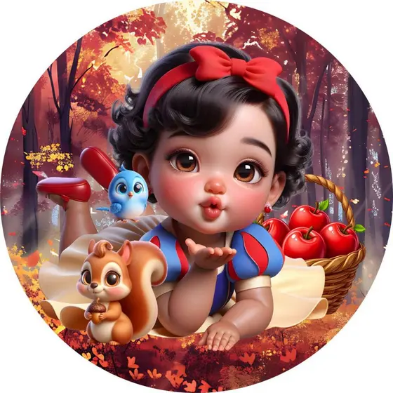 Capa Mini Painel 50x50 Personalizado para Decoração de Festa - BRANCA DE NEVE