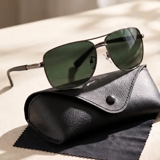 Óculos de Sol Aviador Quadrado Escuro Premium Polarizado Verde Anti reflexo uv400 Masculino Feminino