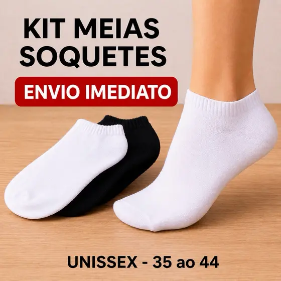 Kit até 12 Pares De Meias Soquete Unissex Feminina Masculina Meia Cano Curto Meia de Algodão