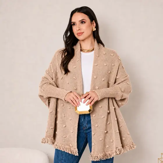 Poncho PLUS SIZE capa echarpe tricot  veste do 36 a 50 Tricô 3D Blusa de Tricot Feminina