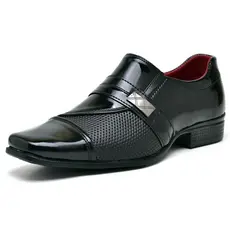 Sapato Social Masculino Preto Verniz Esporte Fino com Fivela Calce Fácil